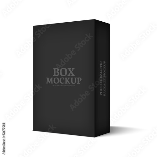 Realistic mockup black box isolated on white background.