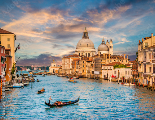 Poszter Canal Grande with Santa Maria Della Salute at sunset, Venice, Italy