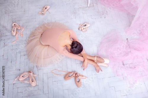 Poster Professional ballet dancer resting after the performance.