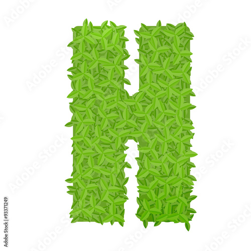 "Uppecase letter H consisting of green leaves" Stock image and royalty