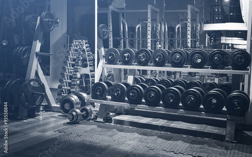 Fototapeta Old gym interior with equipment