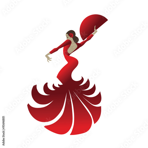 flamenco dancer with fan holding spectacular pose