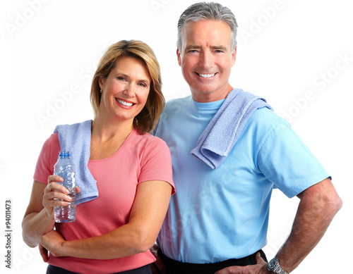 Healthy fitness elderly couple. © Kurhan