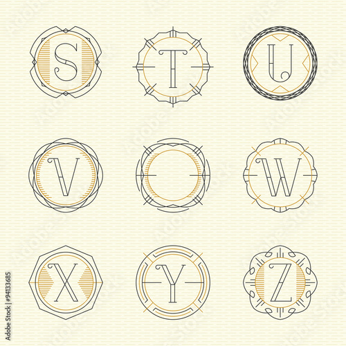 Download "Vector set of monogram logo emblem templates in trendy outline style. Letters S - Z." Stock ...