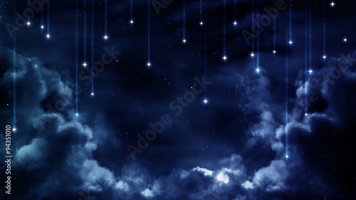 Peaceful background, blue night sky. Elements furnished by NASA