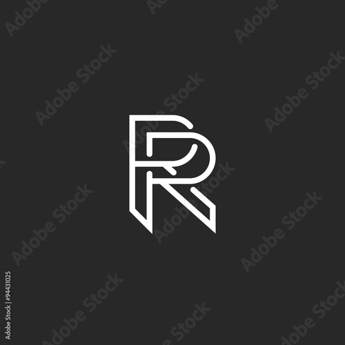 Letter R Logo Monogram Mockup Hipster Black And White Design