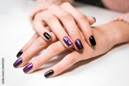 Zdjęcia Hand on hand with nice manicure