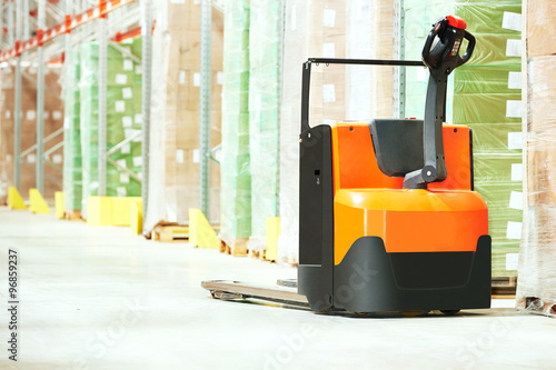 Pallet truck at warehouse