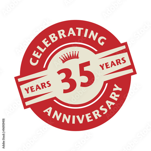 Stamp with the text Celebrating 35 years anniversary
