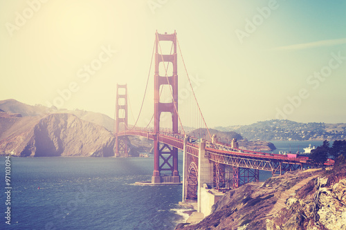 Poster Vintage toned picture of the Golden Gate Bridge, San Francisco.