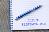 Client testimonials write on notebook