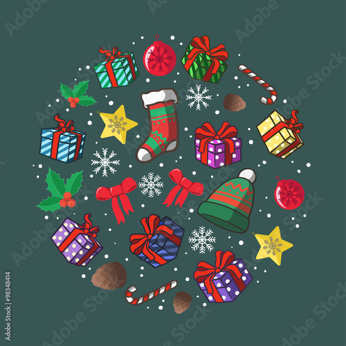 &quot;Christmas circle. Hand drawn doodle vector illustration.&quot; Stock image and royalty-free vector