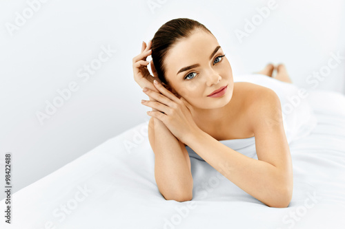Beauty Face. Portrait Woman With Clean Skin. Skin Care Concept.