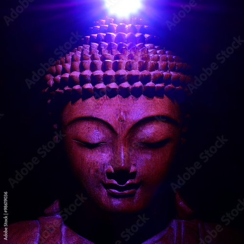 Poster Buddha Gesicht mit Licht