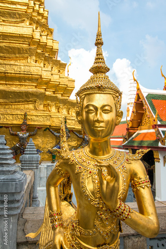 Poster Thai Angle statue, Kinnari statue in Wat Phra Kaew, Temple of the Emerald Buddha