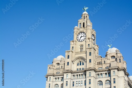 Poster The Royal Liver Building on a sunny day, Liverpool, Merseyside, UK