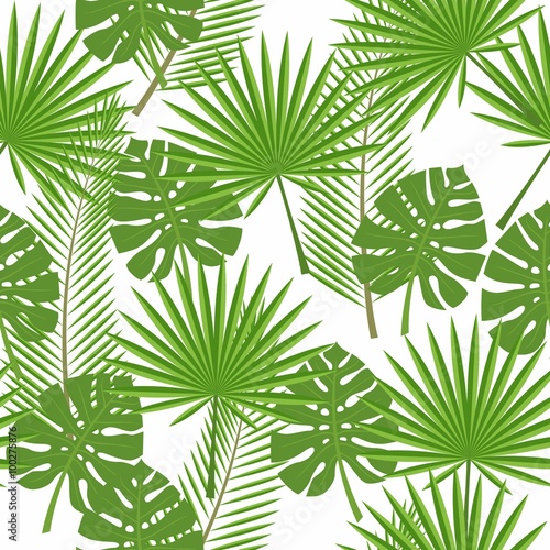 bez-szwu-tropikalnych-lisci-palm-monstera