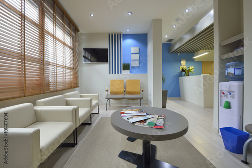 Interior Of A Modern Waiting Room Clinical With Empty Chairs Interior Of A Modern Waiting Room Clinical With Empty Chairs