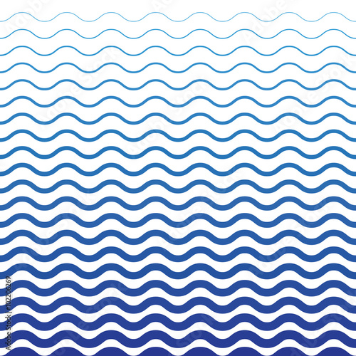 Wave Blue Pattern. Sea Background in Vector