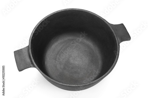 New Empty Classic Cast Iron Dutch Oven Or Pot Isolated