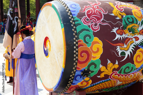 Poster Seoul, South Korea, traditional changing of the royal guard drum