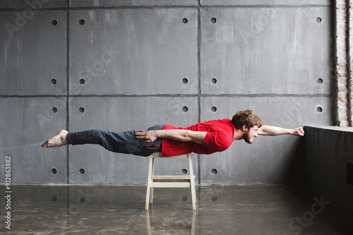Man in superhero pose