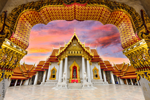 Poster Marmortempel von Bangkok, Thailand.