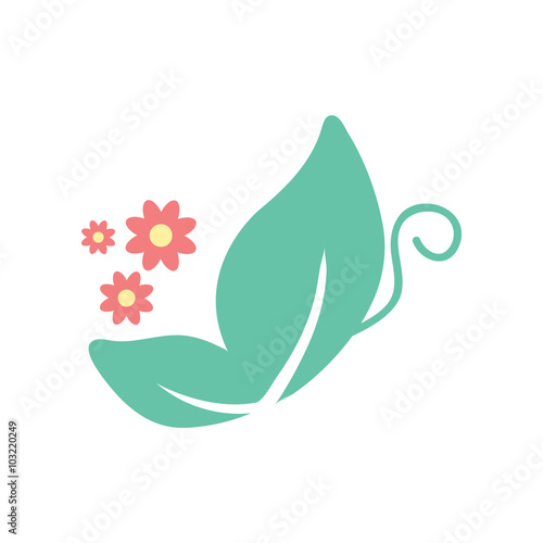 "flat icon on white background butterfly flowers " Stock image and