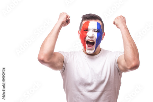 Poster Happy screaming France football fan of fortune win of the match of France national team