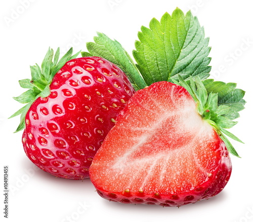 Strawberries on the white background.