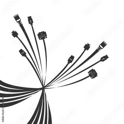 Plug Wire Cable Computer colorful vector illustration