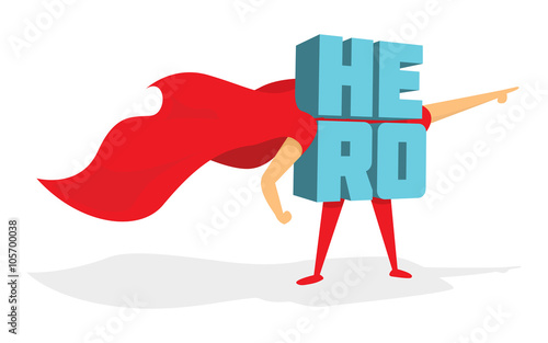 Super Hero word standing with cape