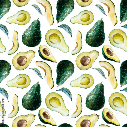 Zdjęcia Watercolor avocado pattern
