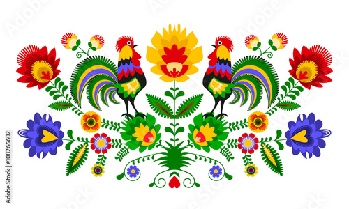 polski-folklor-wzor-ludowy-z-kogutami
