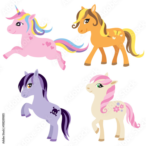 Vector illustration of colorful horse, unicorn, or pony.
