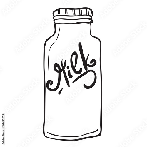 "simple black and white milk bottle" Stock image and royalty-free