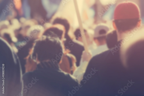 Billede Blur unrecognizable crowd at political meeting, cheering audienc