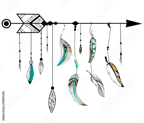 strzalka-i-pioro-w-stylu-tribal-boho
