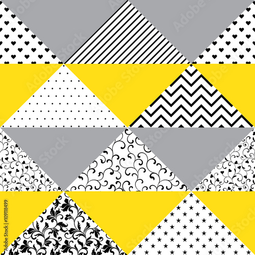  Seamless pattern of triangles with different textures