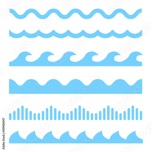 Vector blue wave icons set