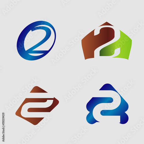 "Number logo design.Number two logo.Logo 2 vector template " Stock