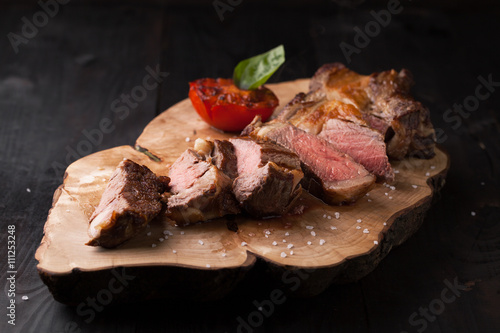 Zdjęcia Sliced medium rare grilled Black Angus Steak Ribeye