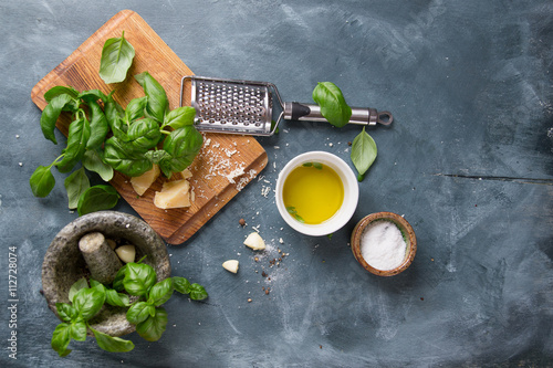 Poster Ingredients for basil pesto