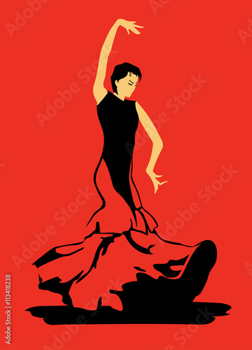 Obraz Fotograficzny Flamenco dancer on red background