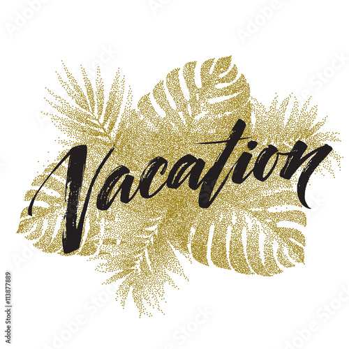 pismo-od-wakacji-typografia-napis-i-kaligrafii-szablon-projektu-plakat-i-ulotki-liscie-palm-i-monstera-ilustracji-wektorowych