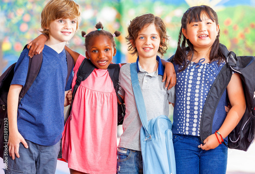 Zdjęcia Group of kids going to school together