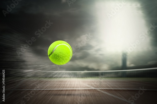 Composite image of tennis ball with a syringe