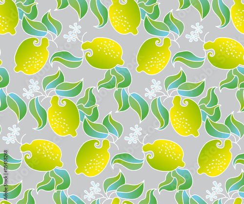 lemon-fruit-seamless-pattern-on-gray-background-vector-decorati