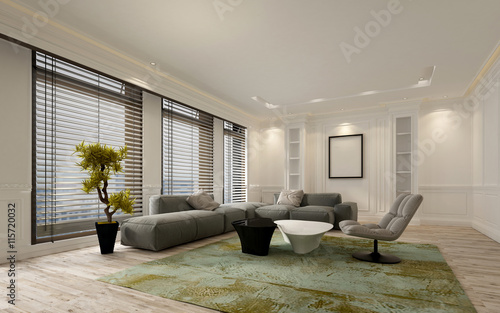 Fancy apartment living room interior with blinds © XtravaganT
