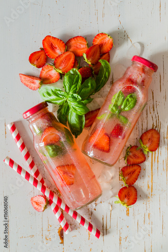 Strawberry and basil infused water